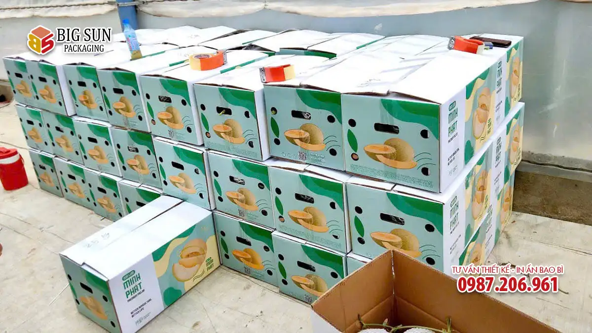 Kho hàng thùng carton đựng dưa lưới Minh Phát