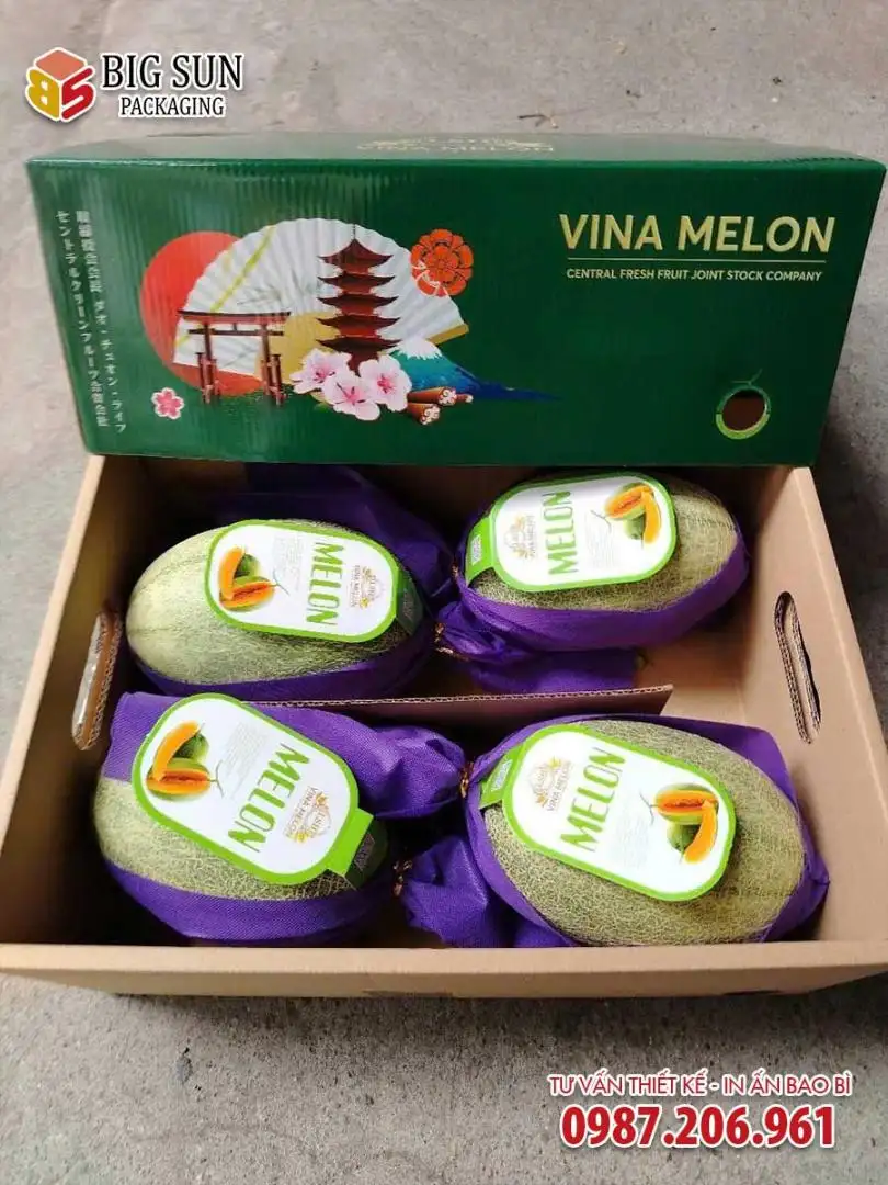 Thùng đựng dưa lưới thương hiệu Vina Melon