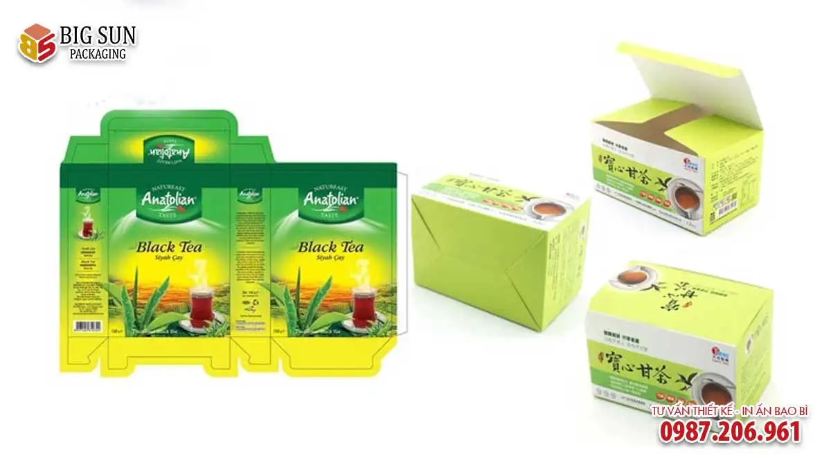 hộp trà được in bằng chất liệu giấy Ivory