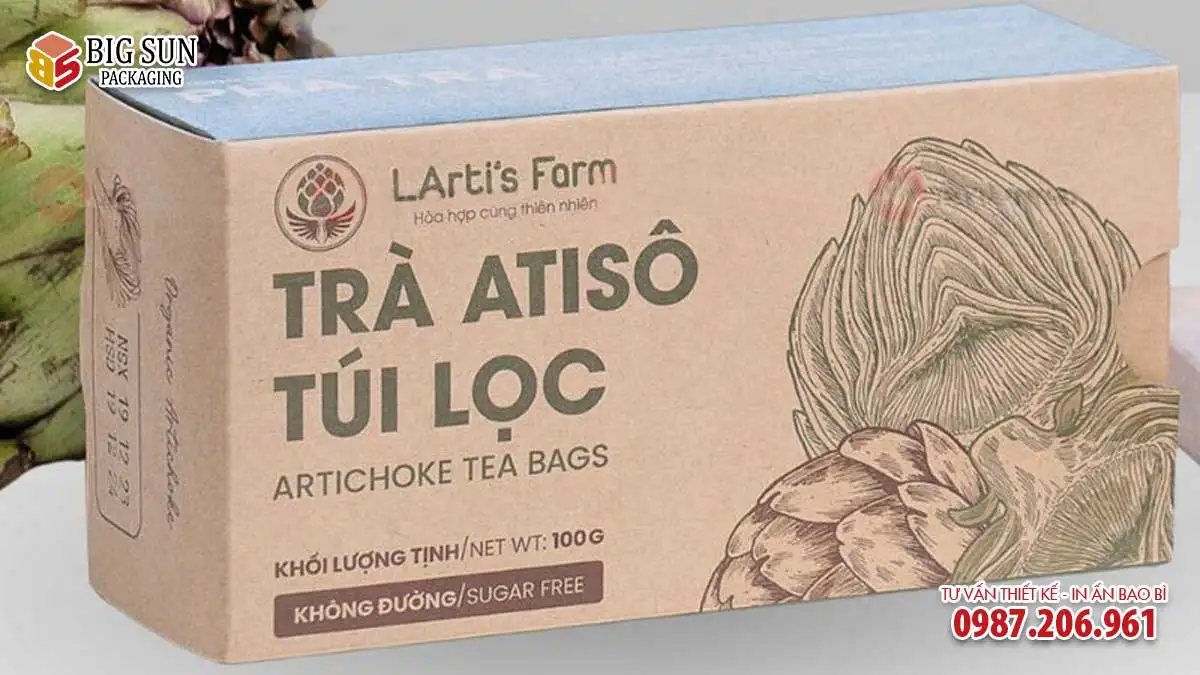 hộp trà được in bằng chất liệu giấy Kraft