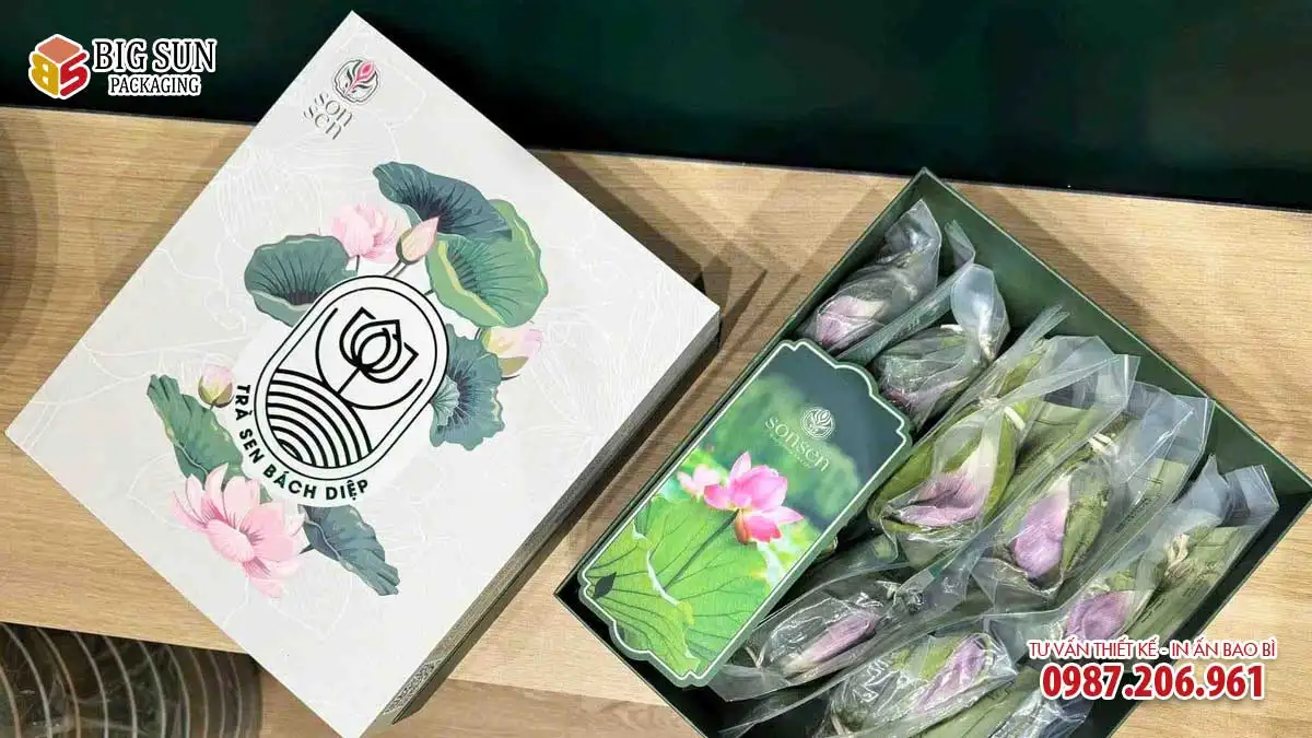 hộp trà được in bằng chất liệu giấy Mỹ thuật