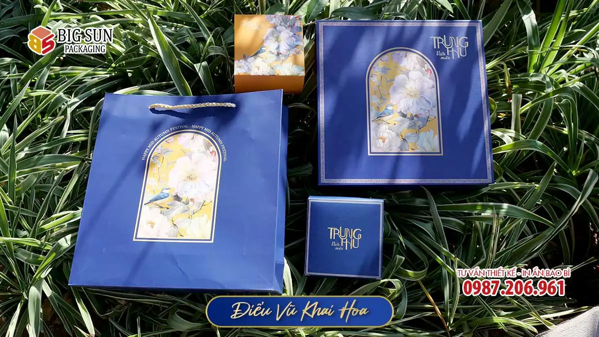Hộp bánh trung thu cao cấp bán sẵn Điểu Vũ Khai Hoa