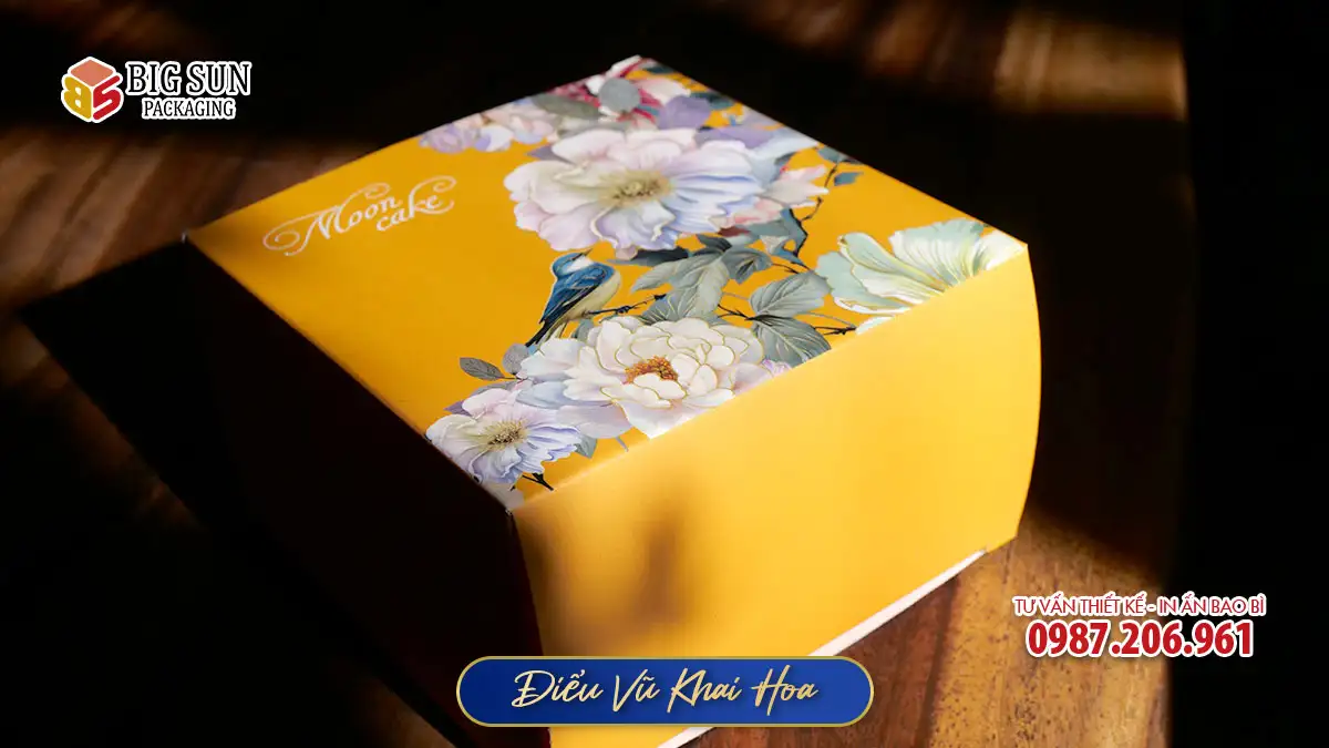 Mặt sau hộp con trung thu Điểu Vũ Khai Hoa