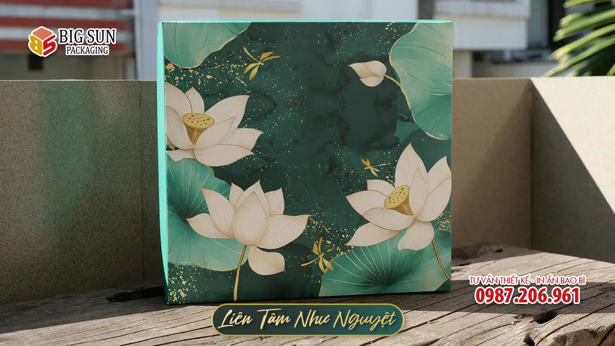 Mặt sau hộp trung thu bán sẵn Liên Tâm Như Nguyệt