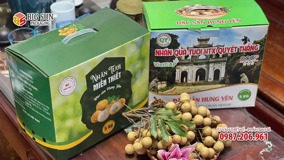 Thùng carton đựng nhãn tươi Hưng Yên