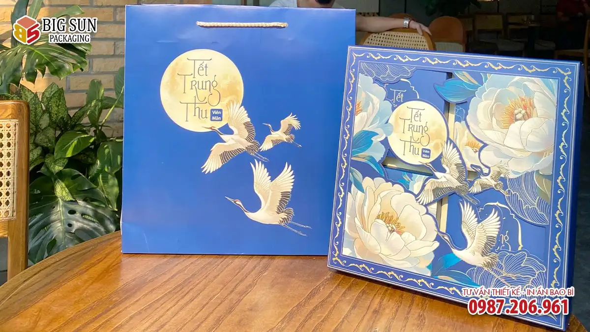Túi và hộp bánh trung thu Bạch Liên Minh Nguyệt