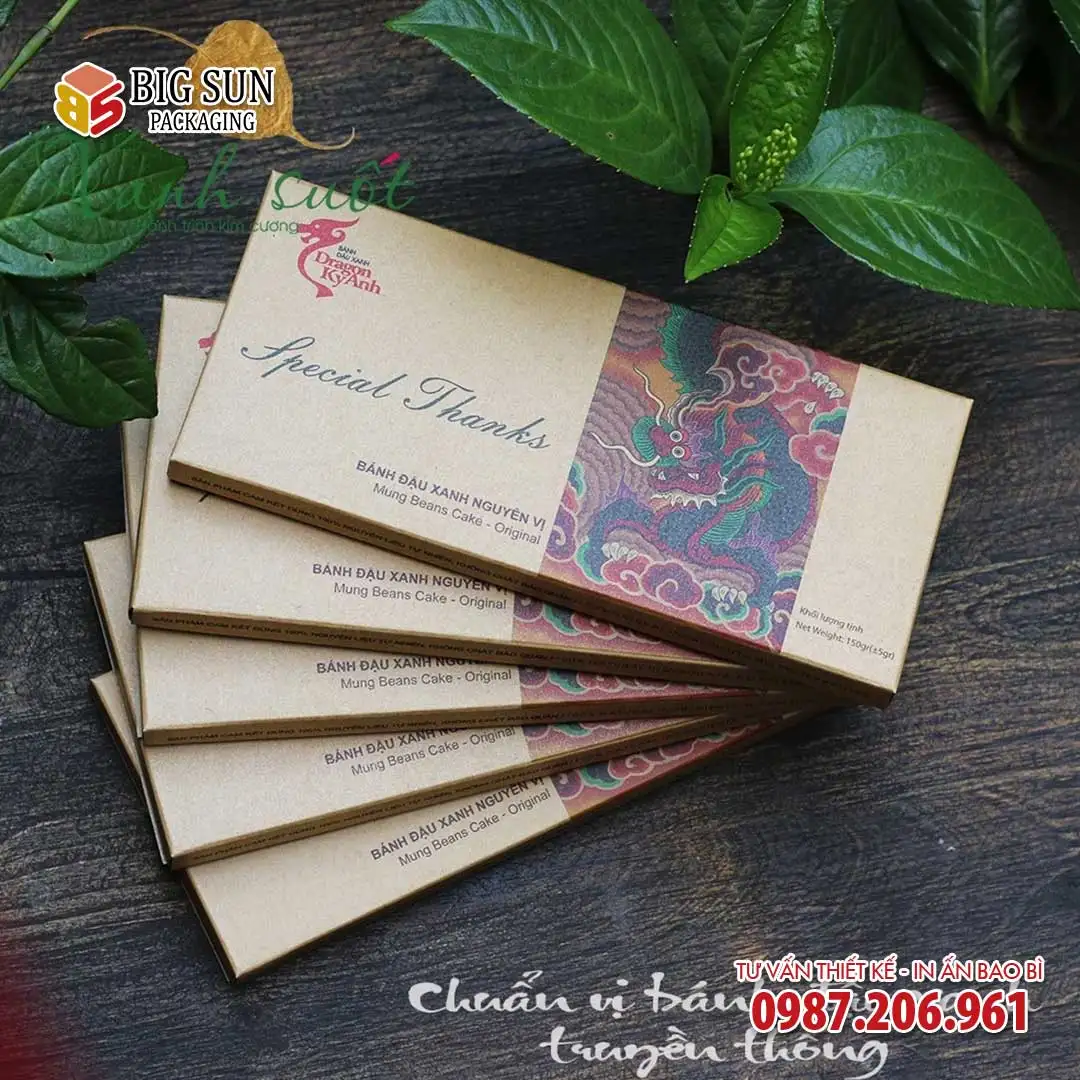 In hộp đựng bánh đậu xanh Kỳ Anh