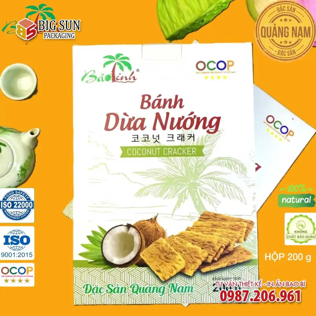 In hộp đựng bánh dừa nướng Bảo Linh