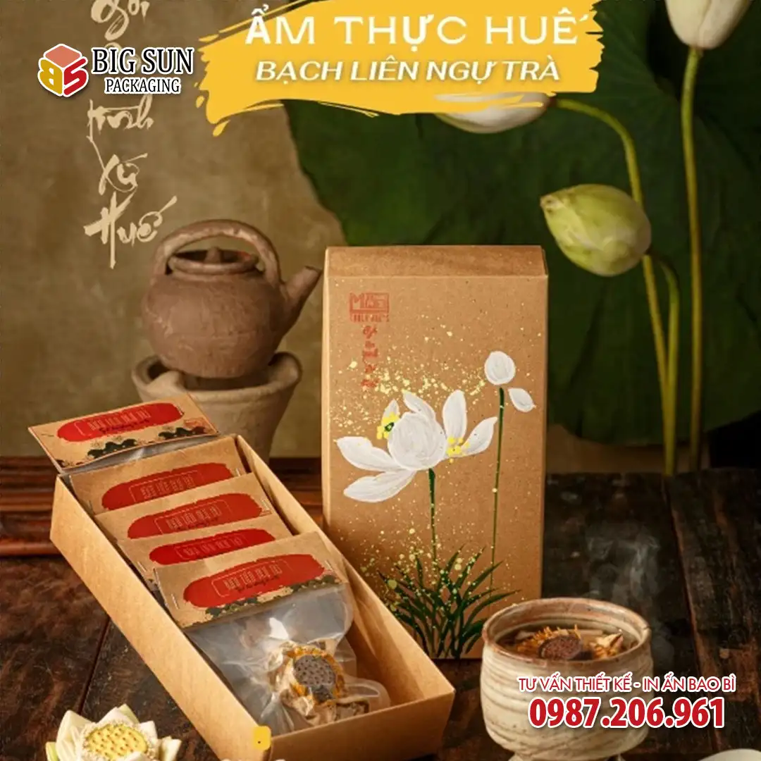 In hộp trà sen Huế