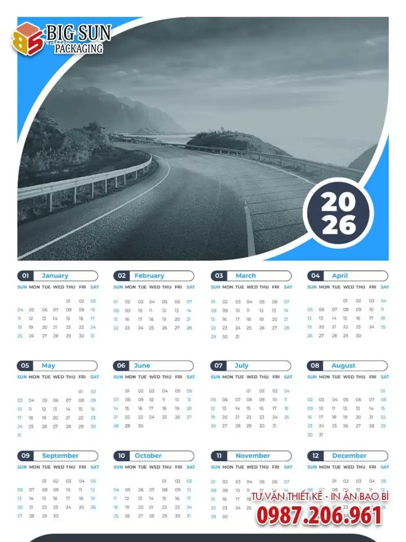 in lịch treo tường 1 tờ