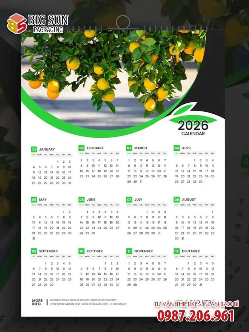 in lịch treo tường 1 tờ