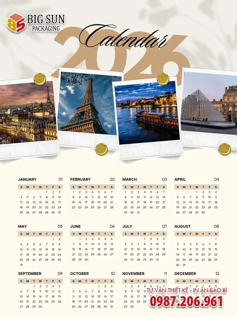 in lịch treo tường 1 tờ