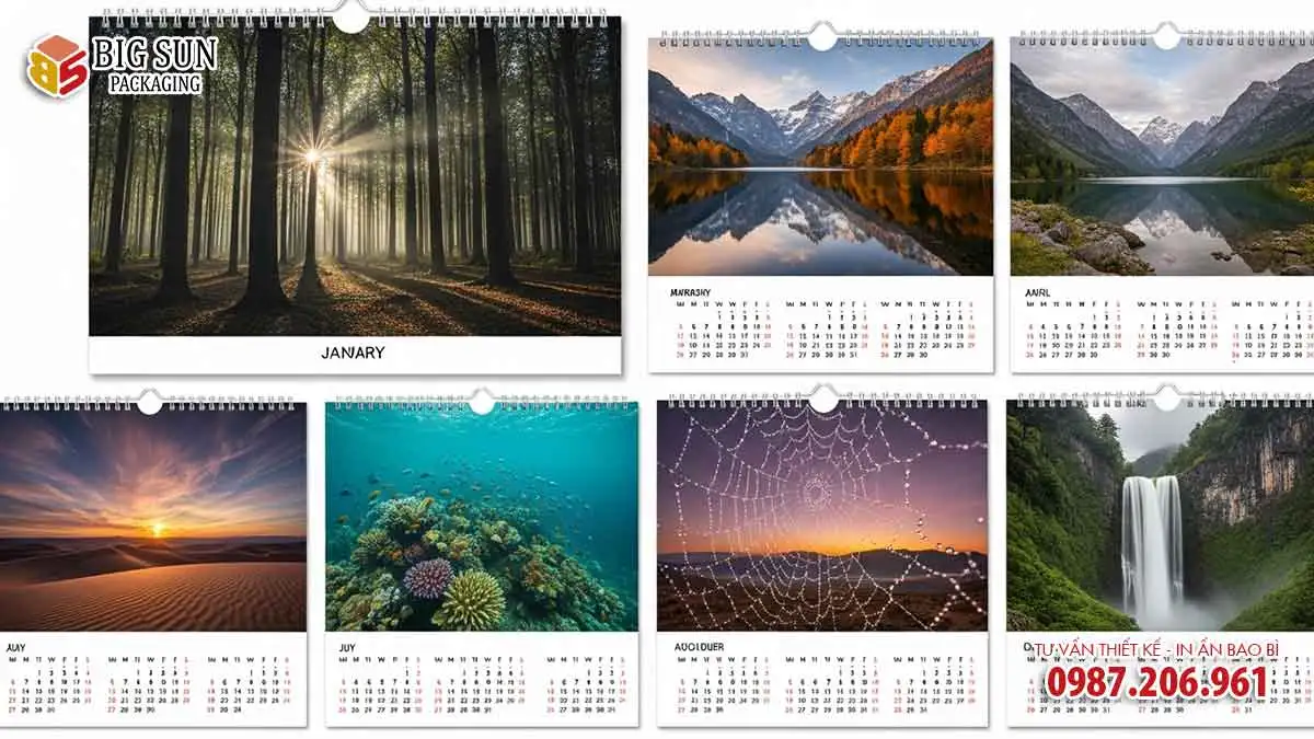 in lịch treo tường 7 tờ