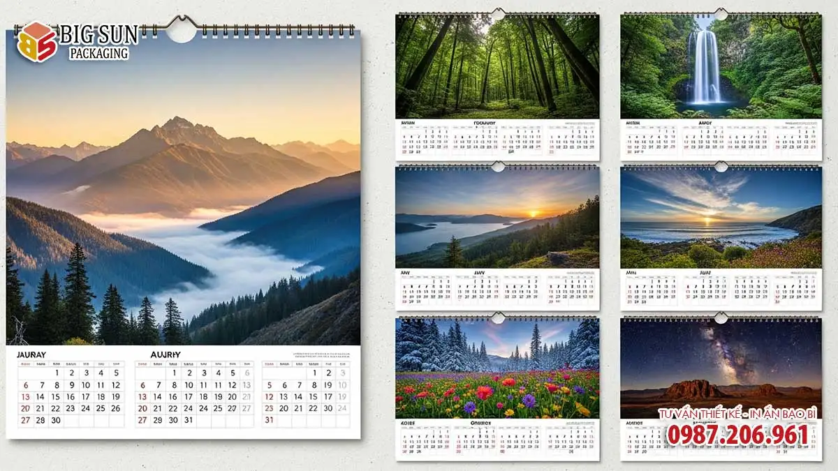 in lịch treo tường 7 tờ