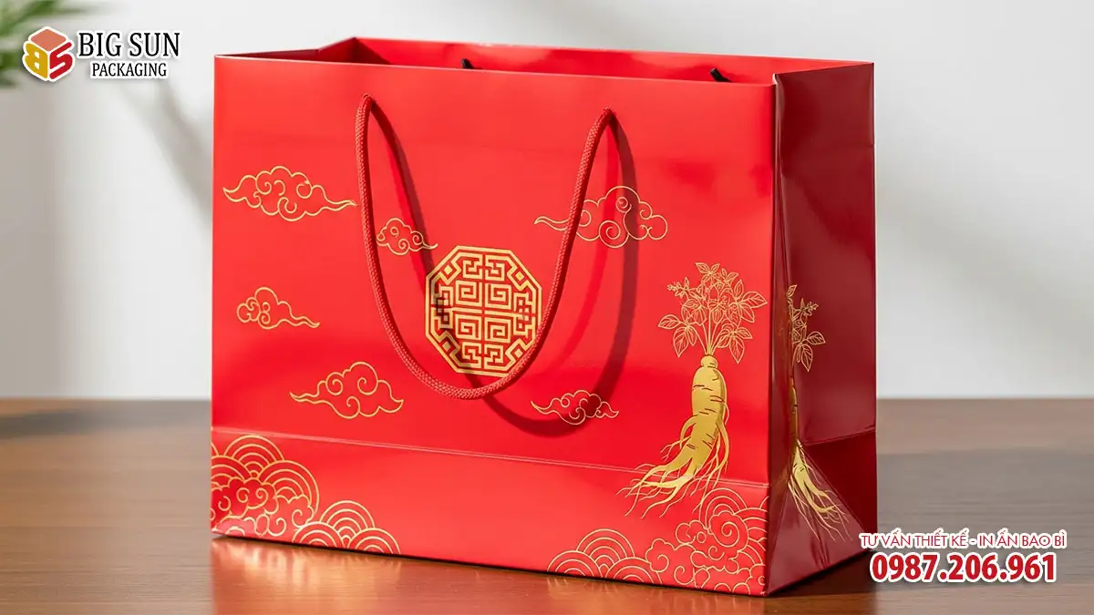 in túi giấy đựng sâm