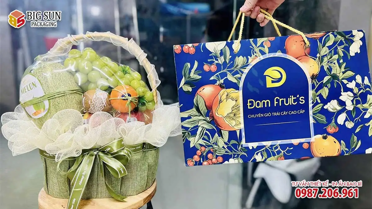 Túi giấy đựng hoa quả thương hiệu Dam Fruit's