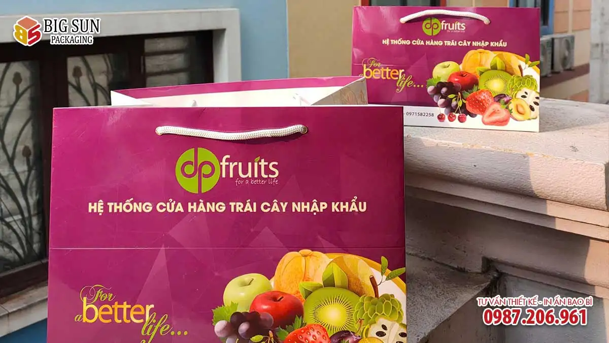 Big Sun in túi giấy hoa quả cho thương hiệu DP Fruits