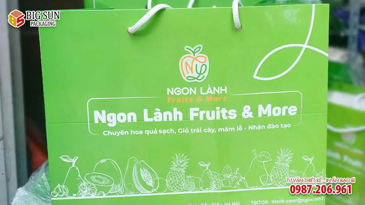 mẫu in túi hoa quả thương hiệu Ngon lành Fruits & More
