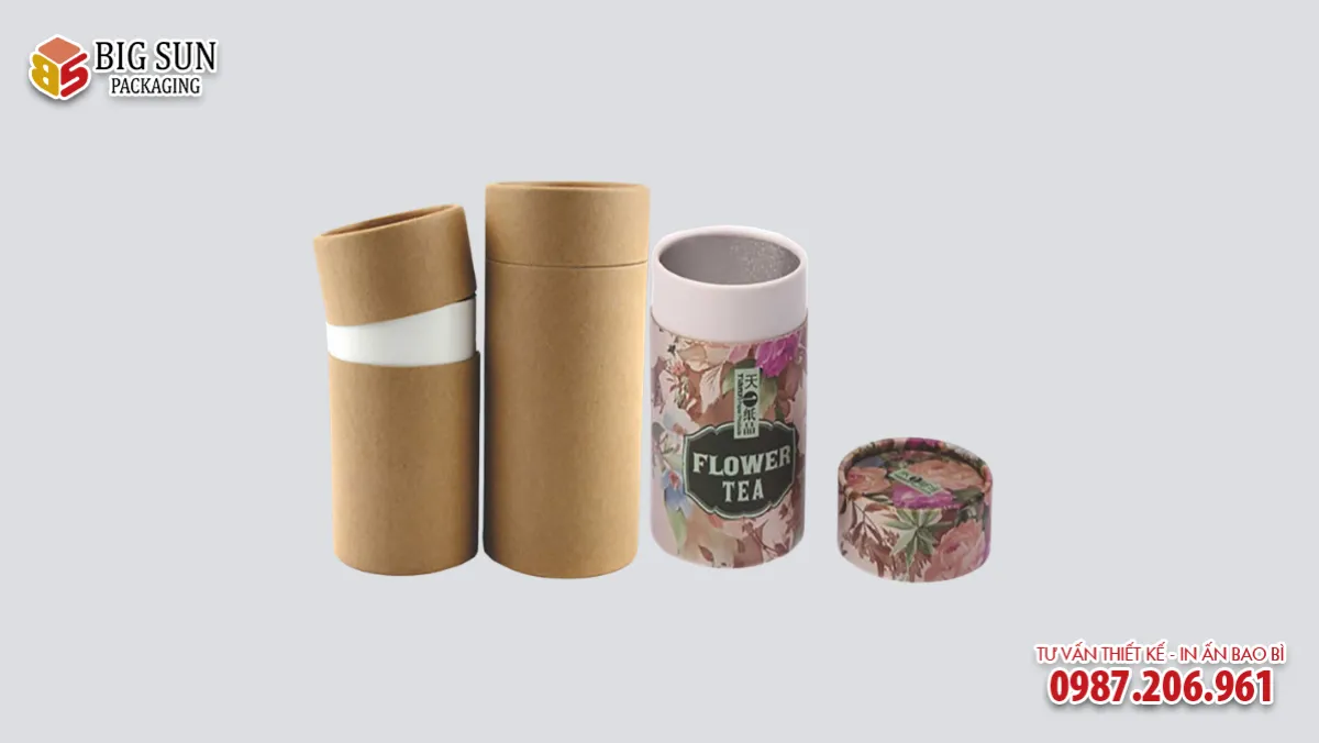 in hộp trụ tròn đựng cà phê