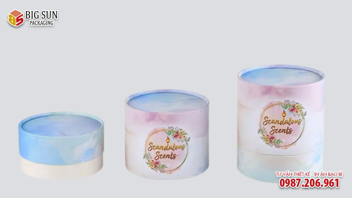 in hộp trụ tròn đựng nến thơm
