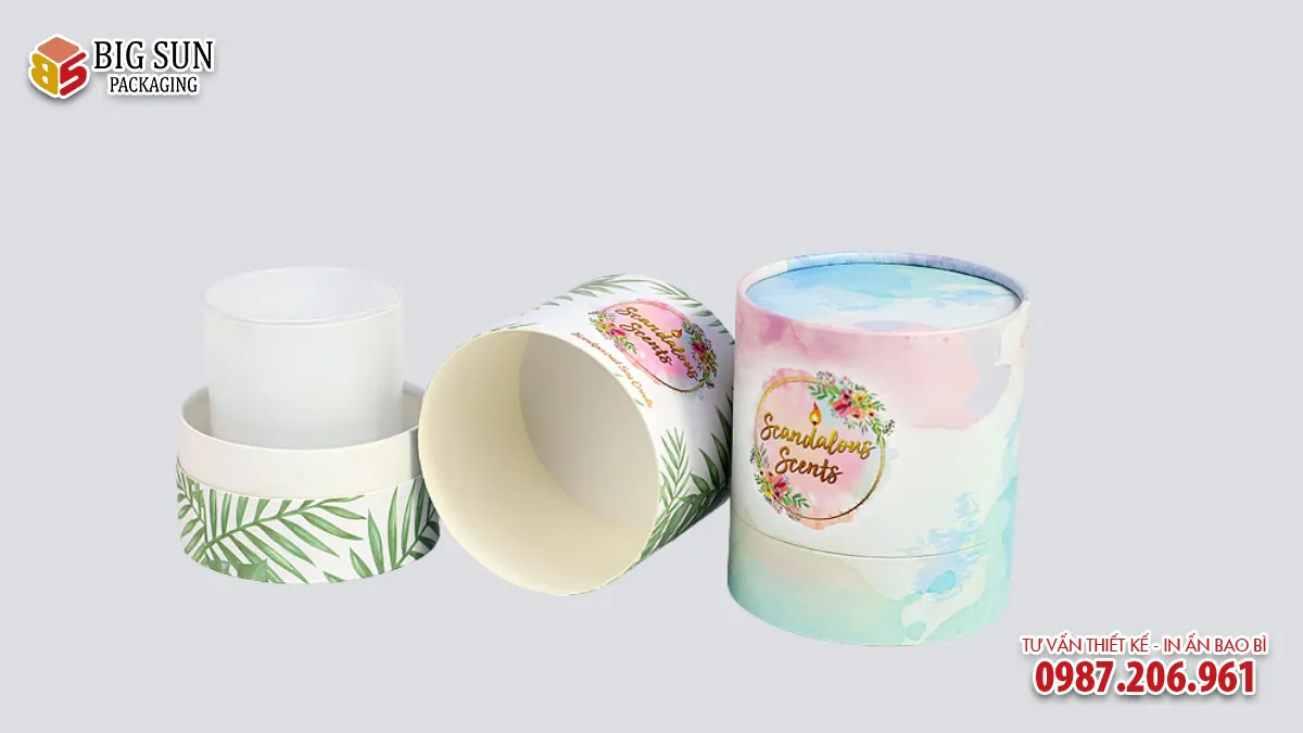 in hộp trụ tròn đựng nến thơm