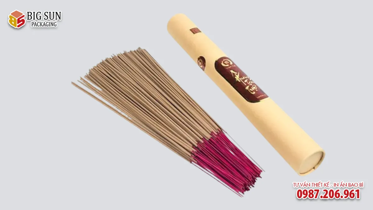 in hộp trụ tròn đựng nhang