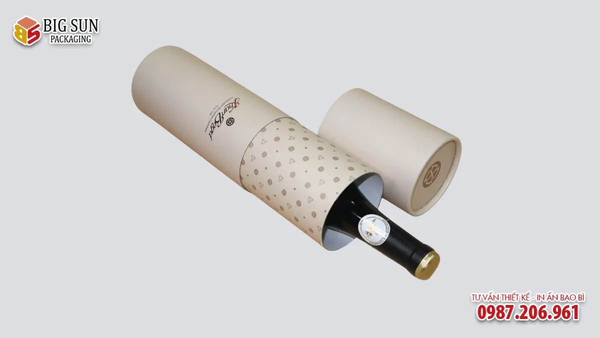 in hộp trụ tròn đựng rượu