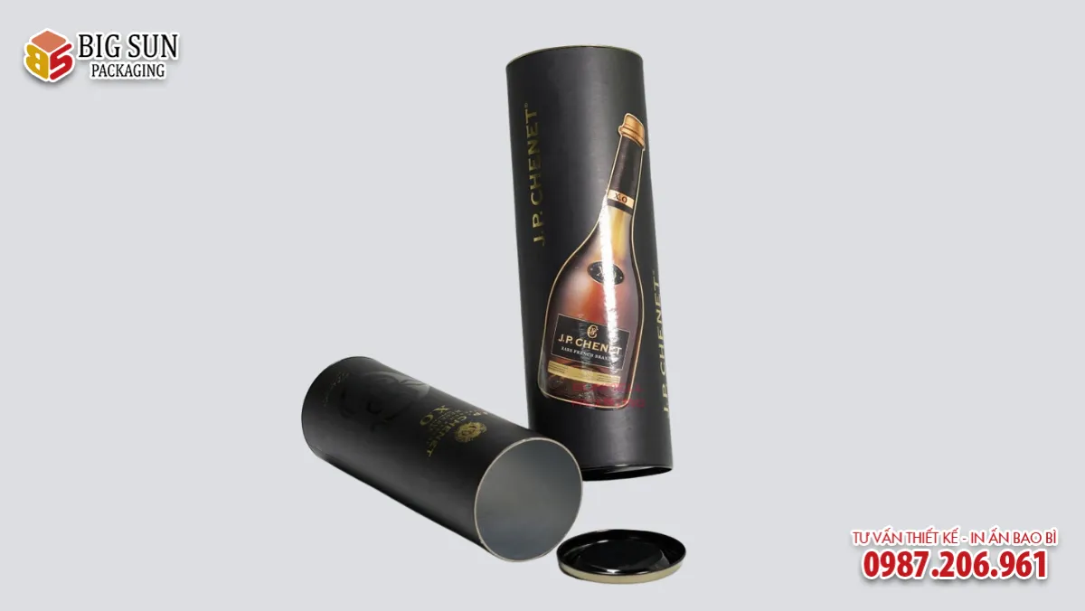 in hộp trụ tròn đựng rượu