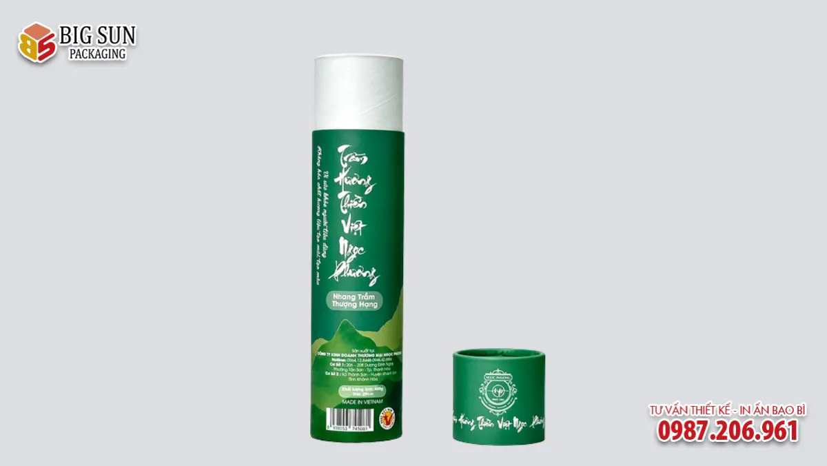 in hộp trụ tròn đựng trầm hương