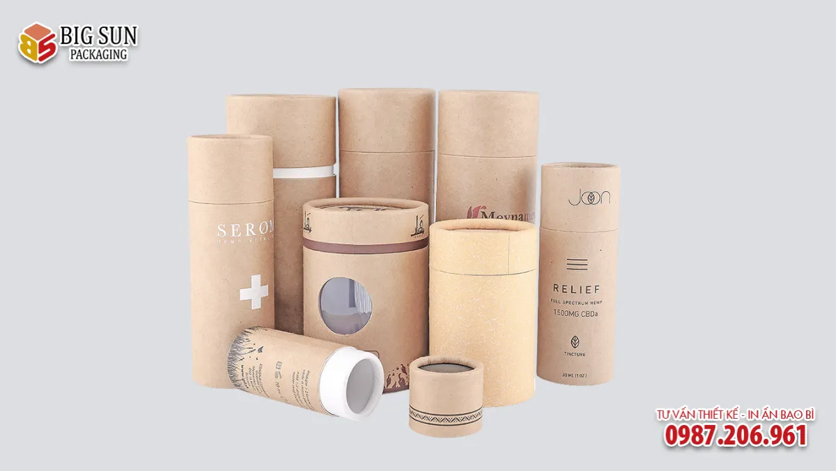 in hộp trụ tròn đựng trà