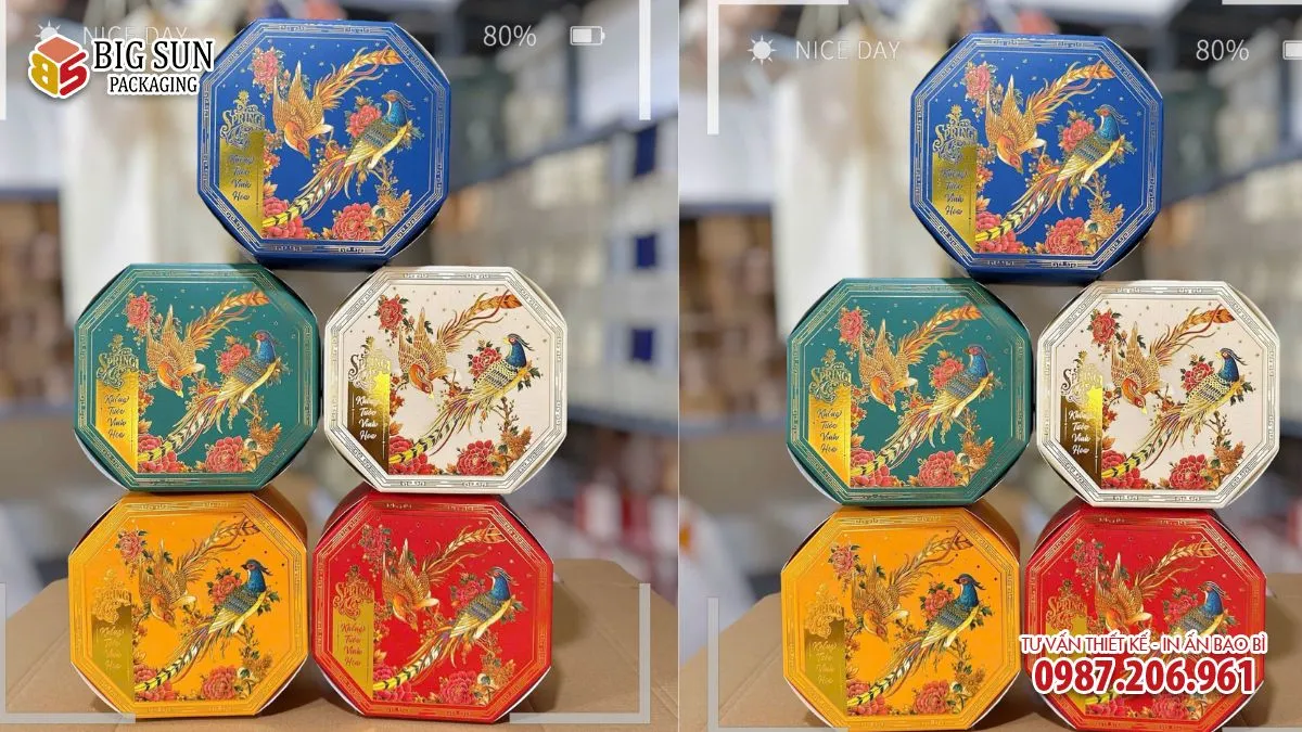 Hộp đựng bánh kẹo Spring Khổng Tước Vinh Hoa