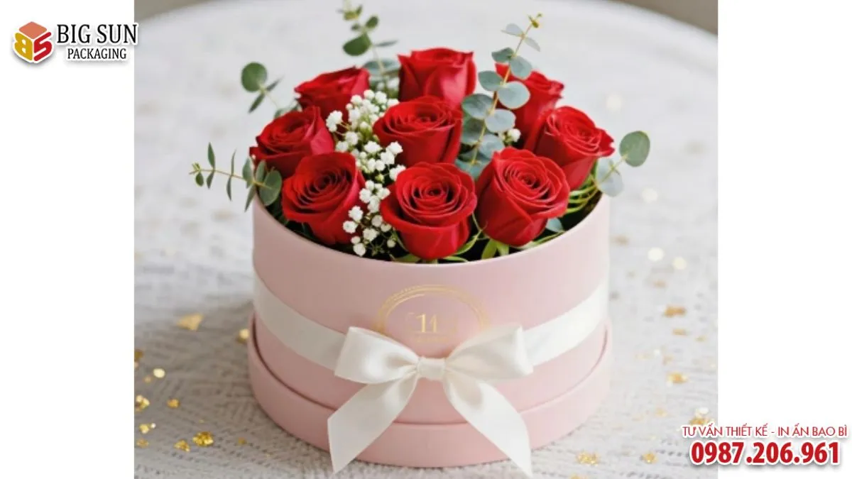 HỘP HOA HÌNH ỐNG TRÒN DÙNG TRONG DỊP LỄ