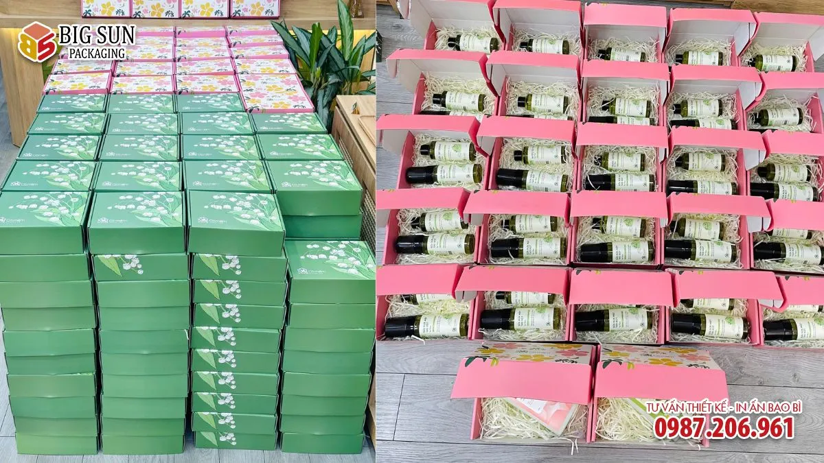 HỘP QUÀ TẶNG THƯƠNG HIỆU SET CỎ MỀM DỊU NHẸ