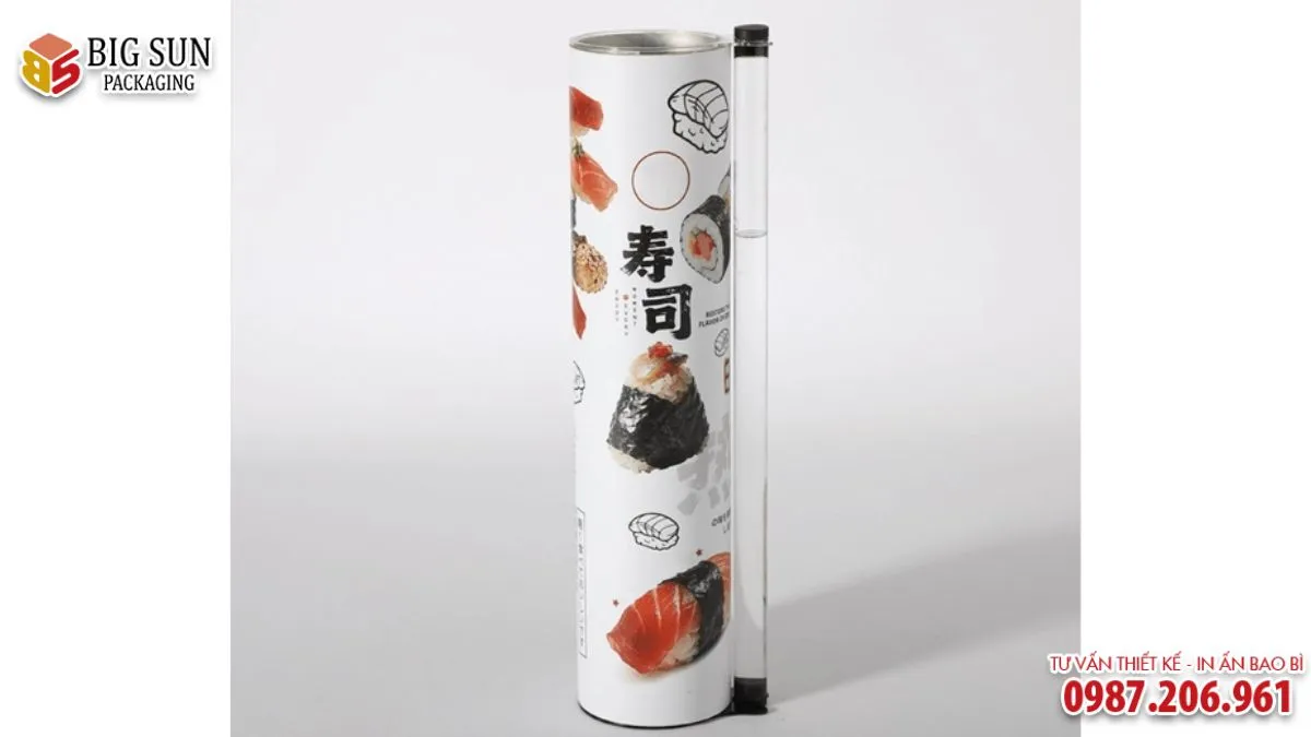 Ống trụ đẩy đựng kẹo mút sushi