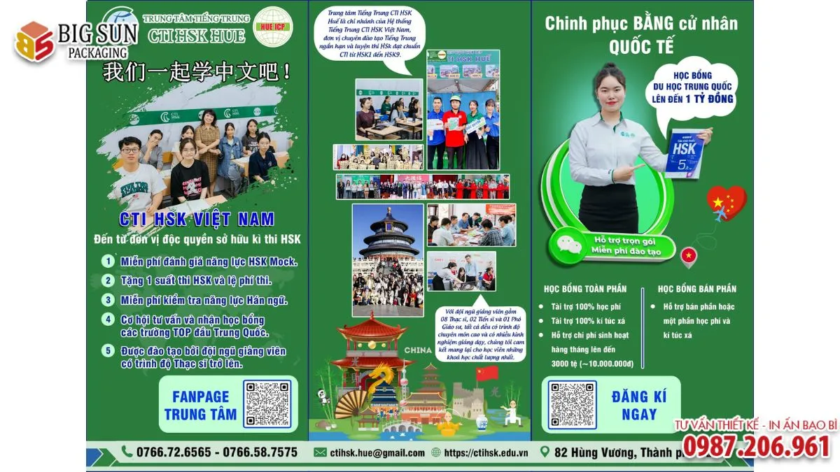 10+ mẫu tờ rơi trung tâm tiếng Trung thu hút, sang 2026
