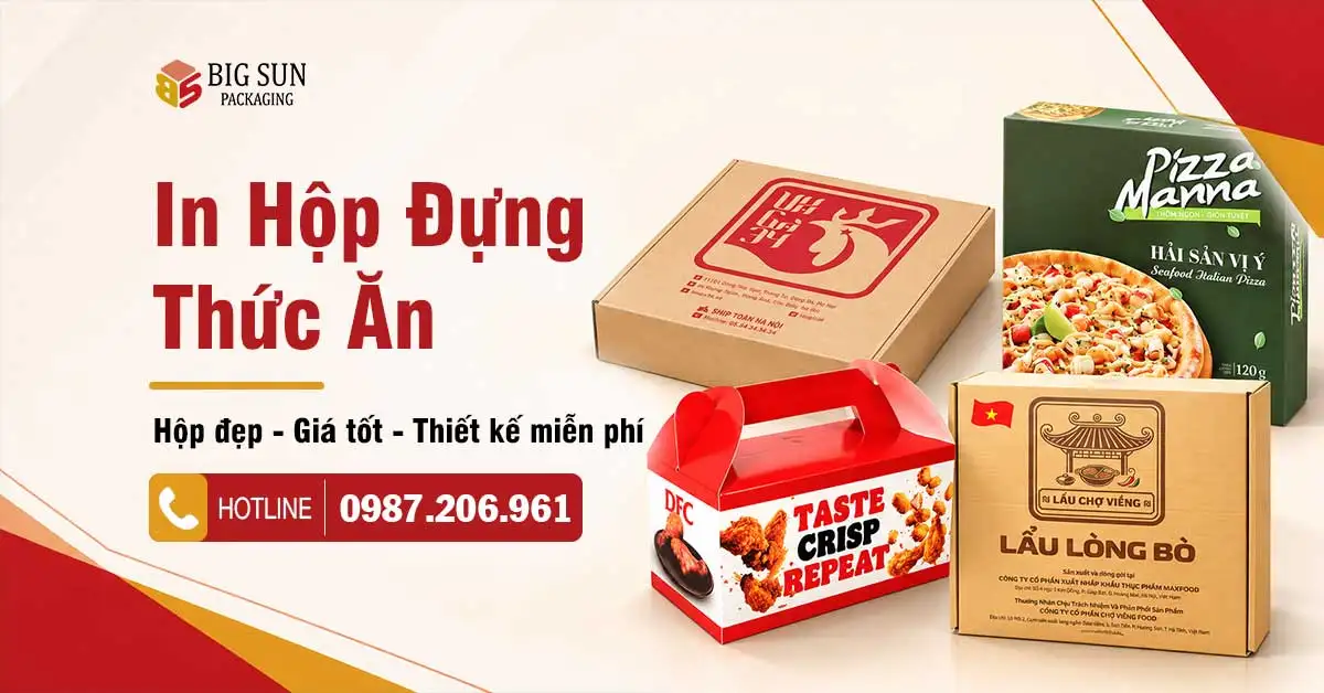 In Hộp Giấy Đựng Thức Ăn Theo Yêu Cầu, Giá Tận Xưởng 101 in hop thuc an