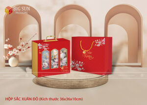 in hộp quà Tết Sắc Xuân Đỏ