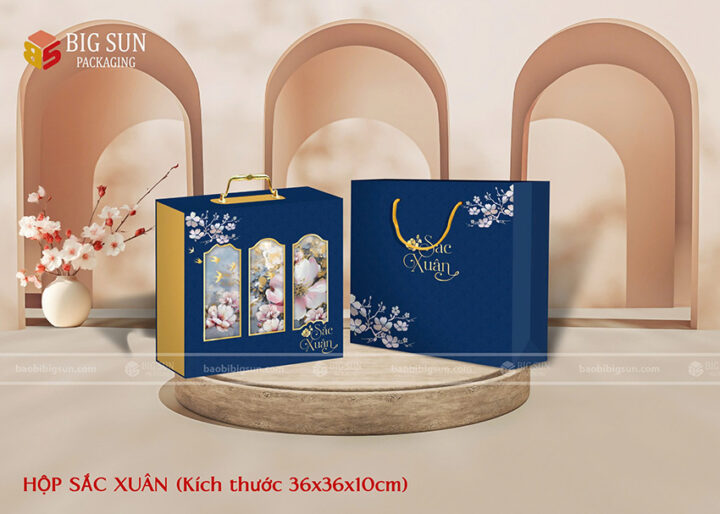 in hộp quà Tết Sắc Xuân Xanh