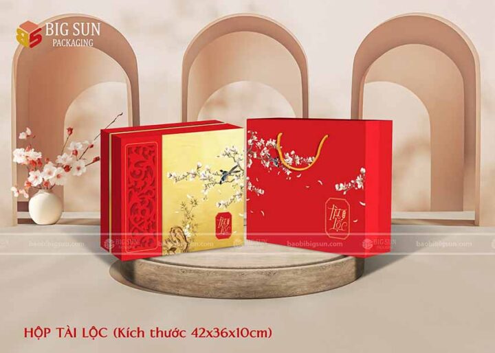 in hộp quà Tết Tài Lộc Đỏ