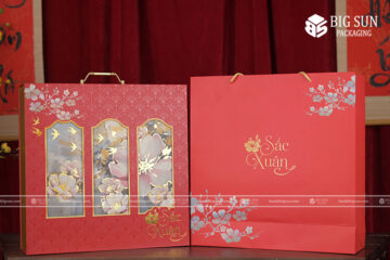 in hộp quà Tết Sắc Xuân Đỏ