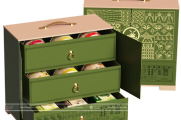 in hộp quà Tết nắp mở cửa sổ 3 tầng