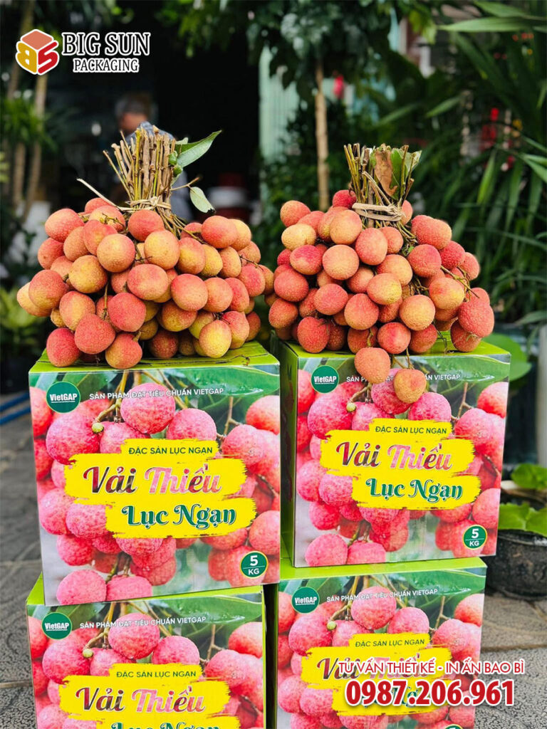 in thùng carton đựng vải thiều lục ngạn