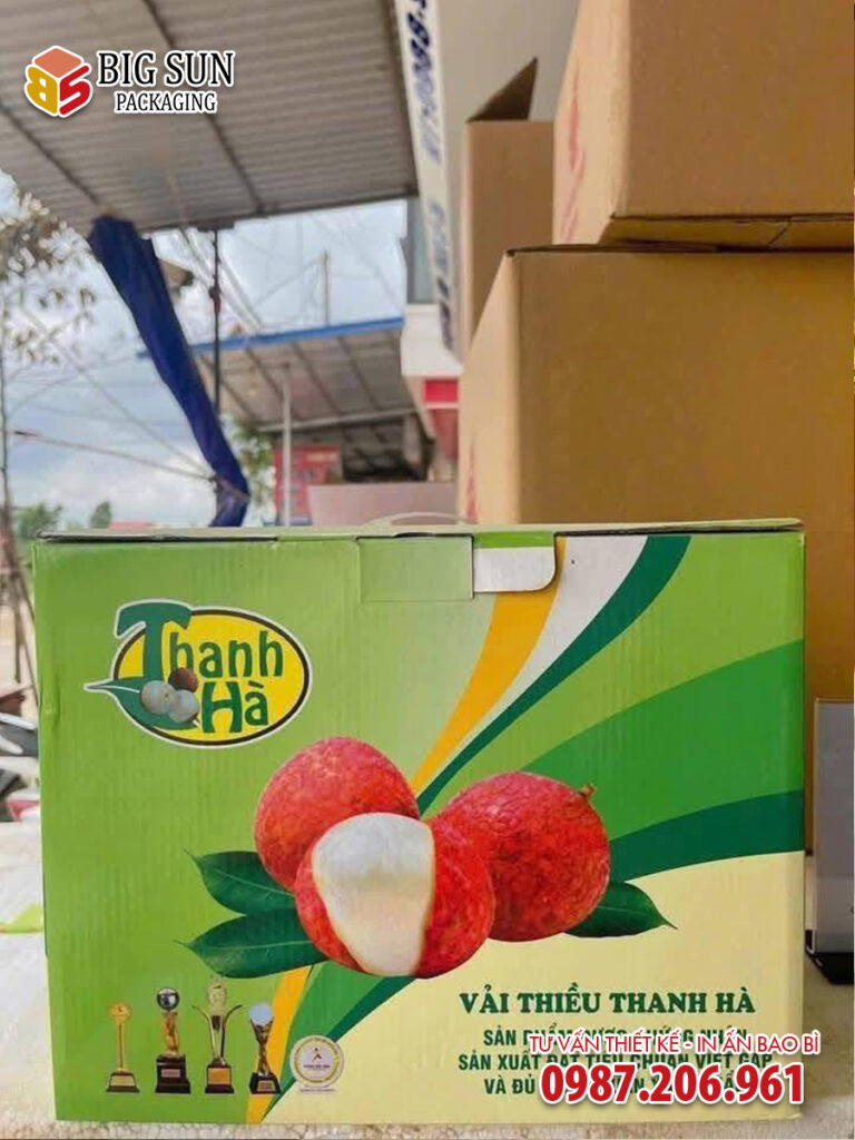 in thùng carton đựng vải thiều Thanh Hà