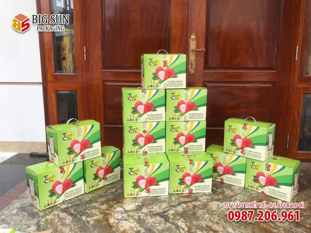 in thùng carton đựng vải thiều Thanh Hà