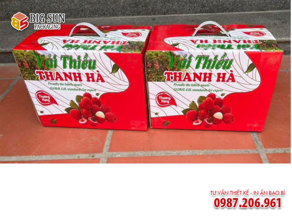 in thùng carton đựng vải thiều Thanh Hà