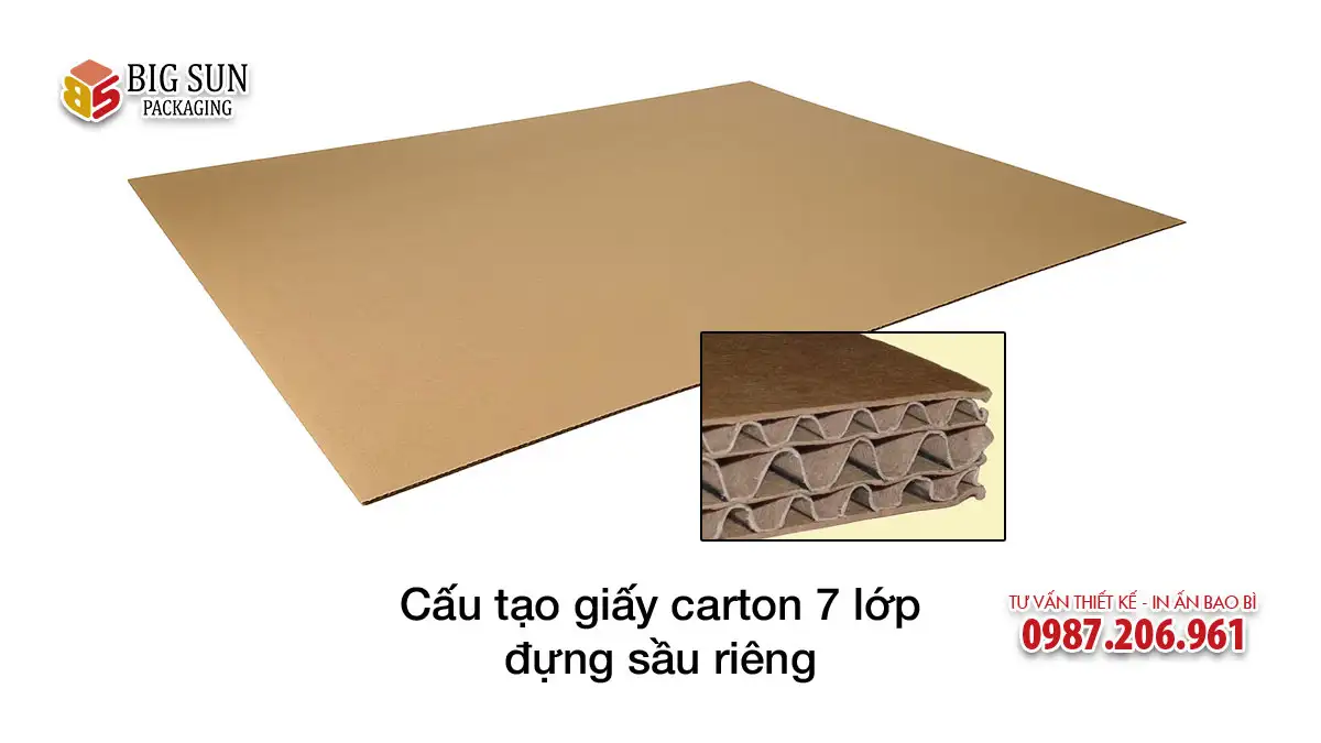 Cấu tạo giấy carton 7 lớp đựng sầu riêng