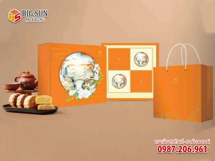 In hộp bánh trung thu Bình An Bảo Ngọc màu cam - Ảnh 4