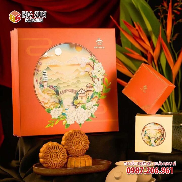 In hộp bánh trung thu Bình An Bảo Ngọc màu cam - Ảnh 5