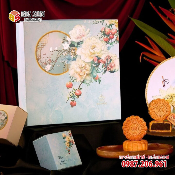 In hộp bánh trung thu Bình An Bảo Ngọc màu xanh - Ảnh 3