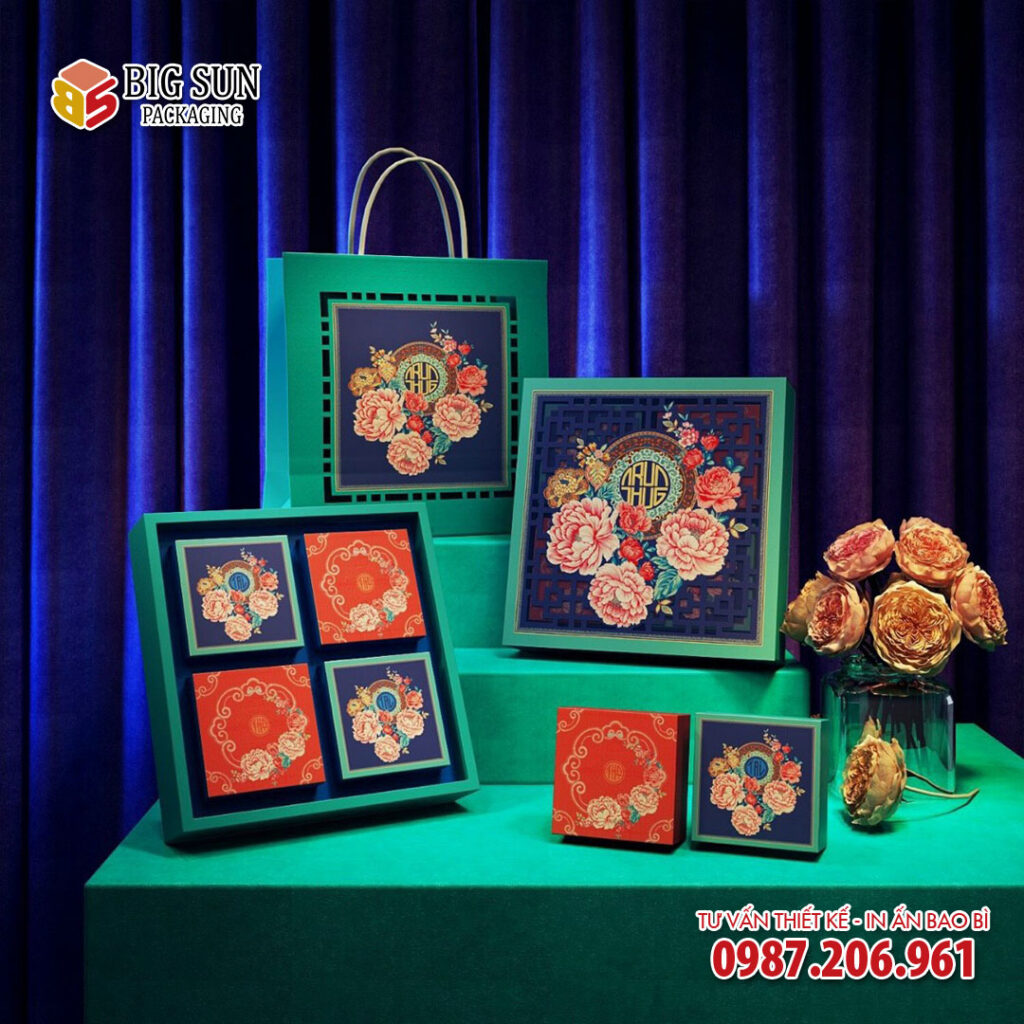 in hộp bánh trung thu mẫu đơn